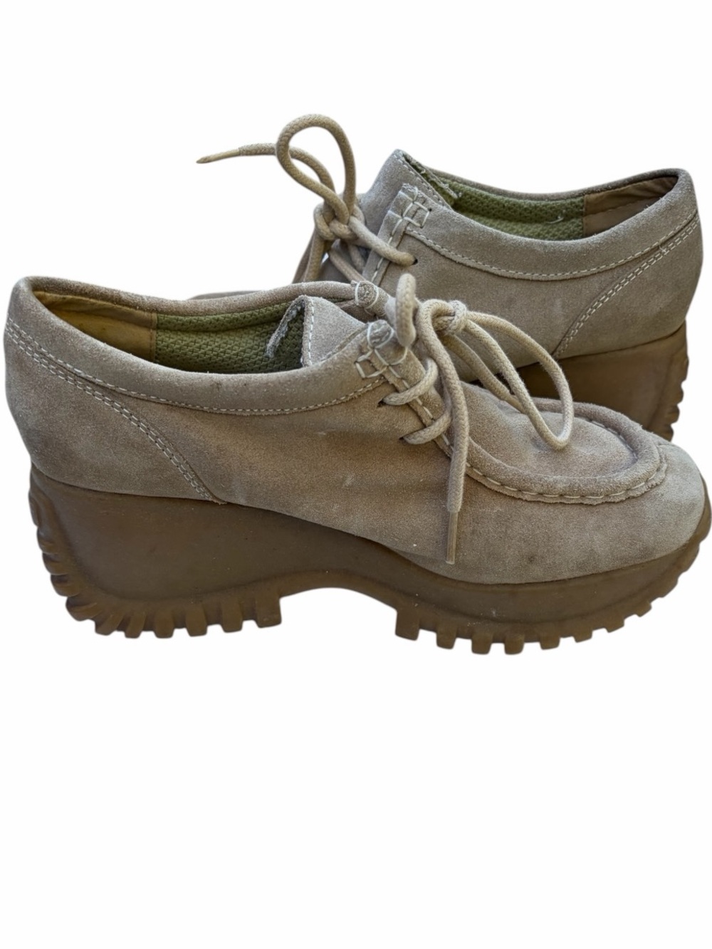 Skechers Y2K Platform Suede Lace-Up Women's Shoes in Beige size 8